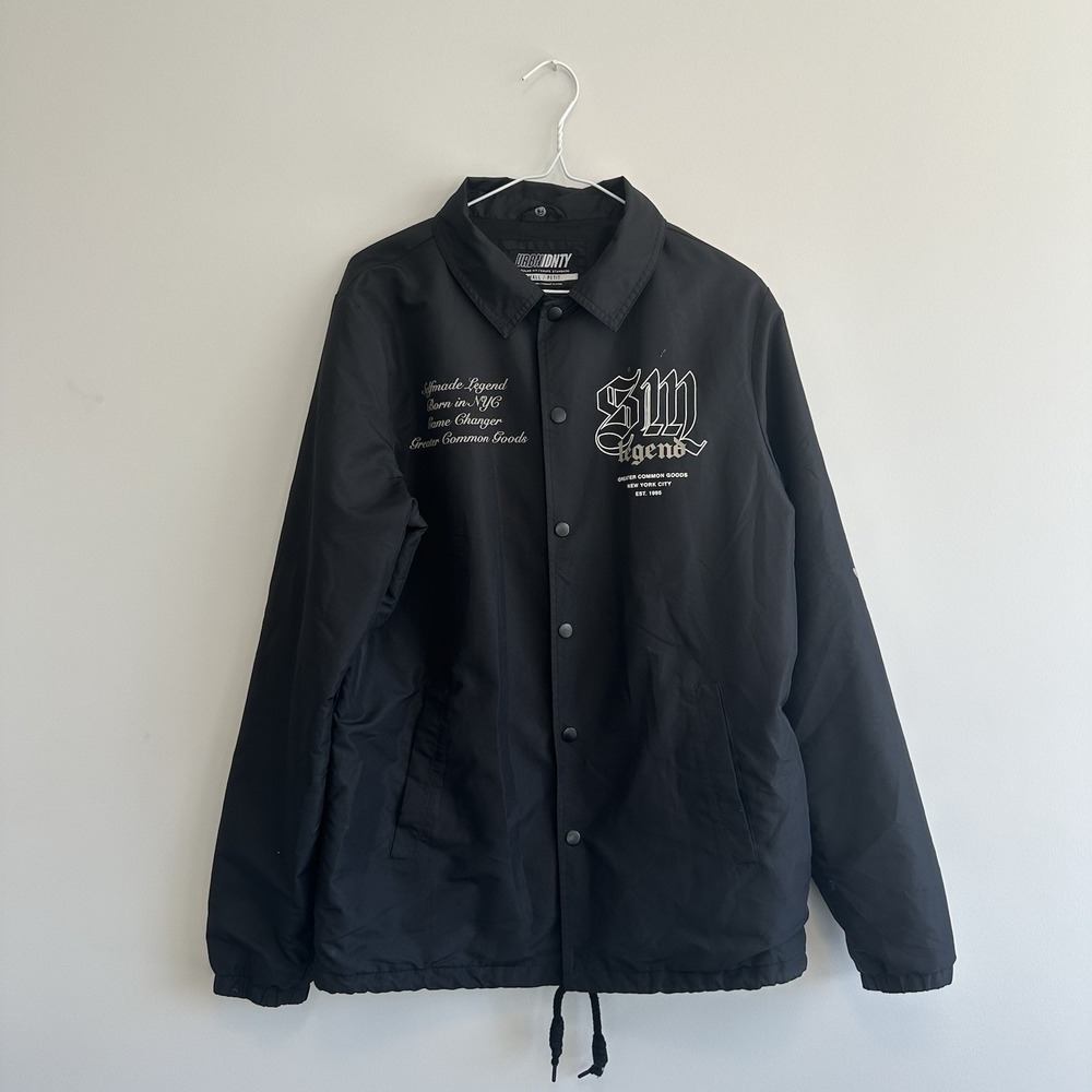URBNIDNTY SELF MADE LEGEND Windbreaker Button Up Size Small Urban Streetwear